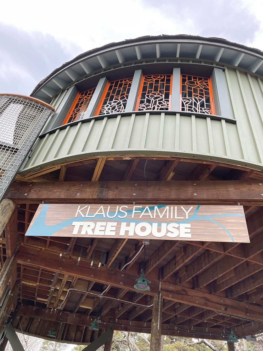 Decorative windows on lookout tower Klaus Family Treehouse