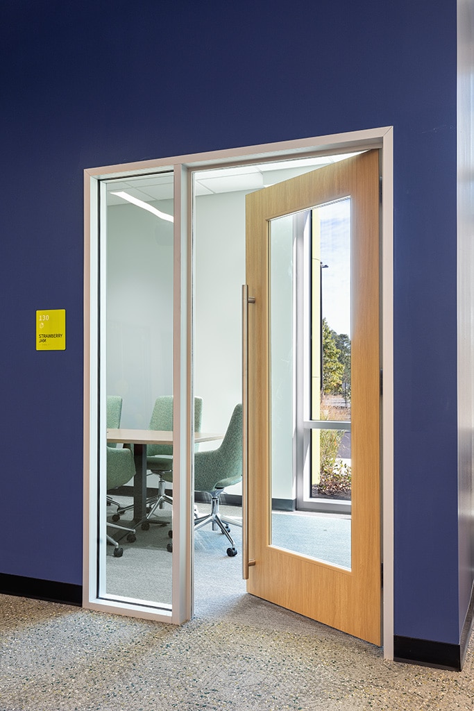 Glass door into conference room