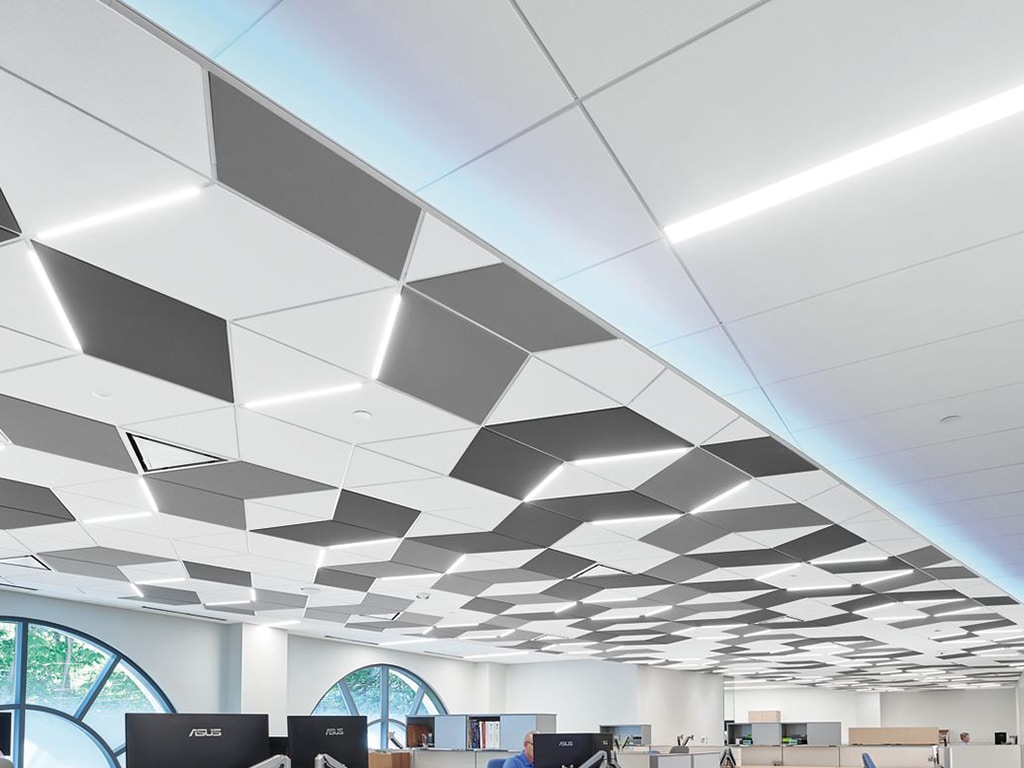 Ceiling tiles with decorative lighting