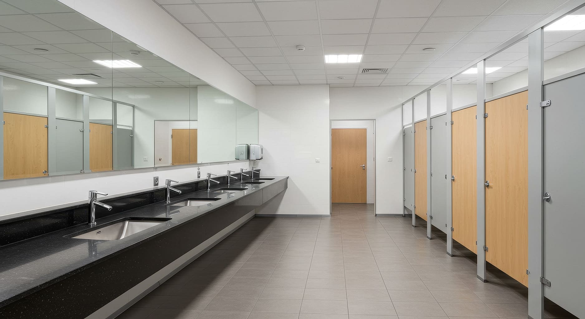 Bathroom partitions and sinks